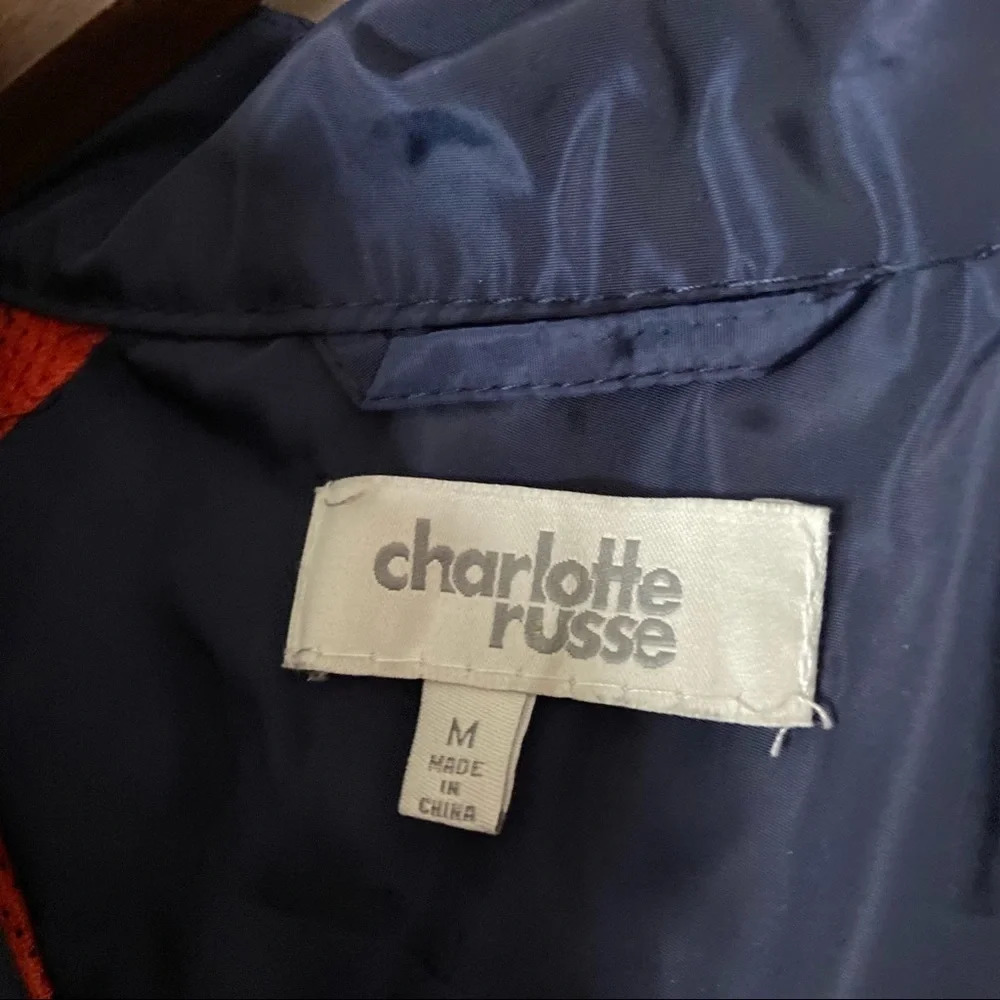 Charlotte Russe Track Jacket Retro Mesh Y2K Navy Medium Windbreaker Streetwear - Picture 7 of 15